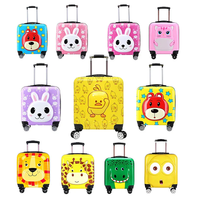 Hardshell kinderkoffer met vrolijke dierenprint, ideaal als duurzame handbagage voor kinderen.
