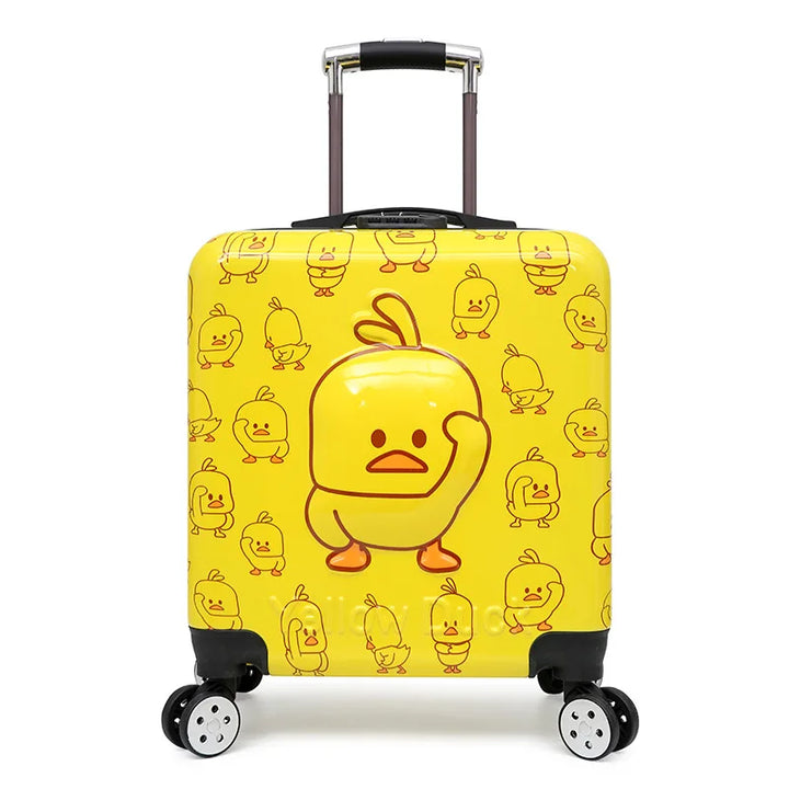 Robuuste hardshell kinderkoffer met diverse dierenprints, betrouwbare reisbagage voor kinderen.