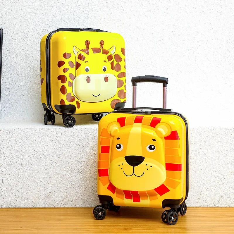 Stijlvolle hardshell kinderkoffer met speelse dierenprint, een leuke reisaccessoire voor kids.