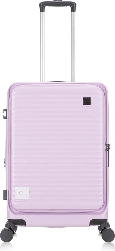 Hardshell koffer Vienna in luchthavenomgeving; benadrukt mobiliteit en functionaliteit voor reizigers.