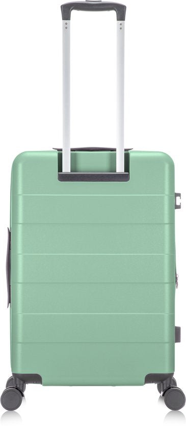 Zwarte reiskoffer met handig laptopvak en TSA-slot, ideaal voor professionals en zakenreizen.