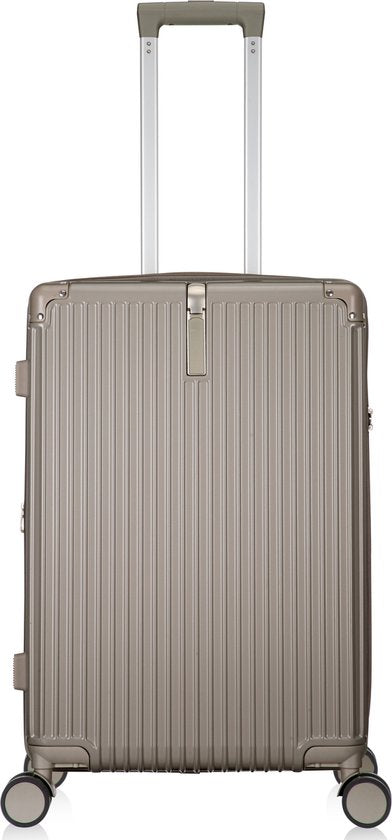 Stijlvolle hardshell reiskoffer Mykonos met uitklapbare bekerhouder en USB-aansluiting voor gemak.