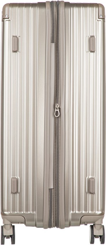 Reiscomfort: Mykonos hardshell reiskoffer met bekerhouder, USB-poort en 360° draaiende wielen.