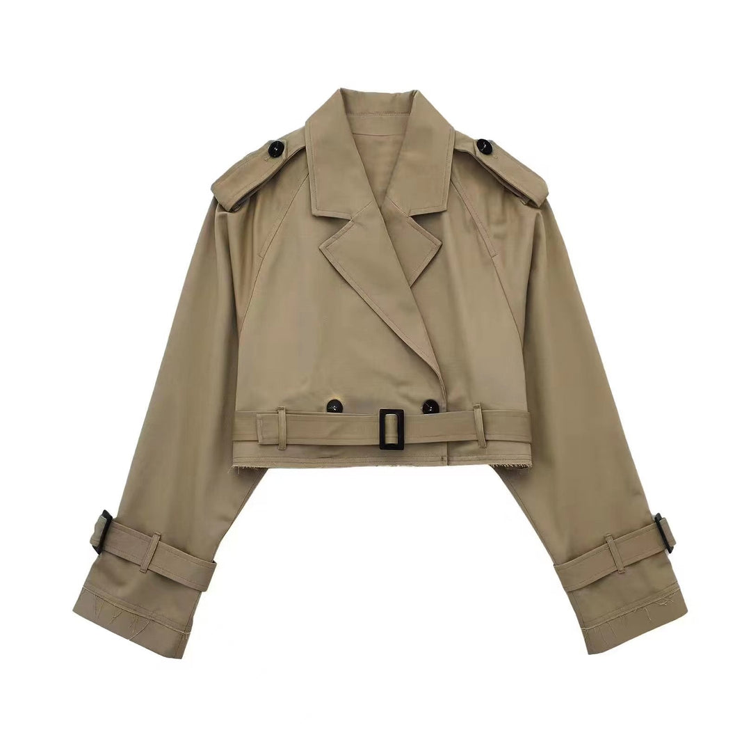 Heidi dames trenchcoat, korte uitvoering, elegante stijl, met bijpassende riem, verkrijgbaar in klassieke tinten, veelzijdig te stylen, gemaakt van duurzaam materiaal