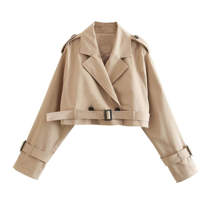 Heidi dames trenchcoat, kort model, tijdloze look, met ceintuur, klassieke kleuren, gemakkelijk te combineren, hoogwaardig materiaal