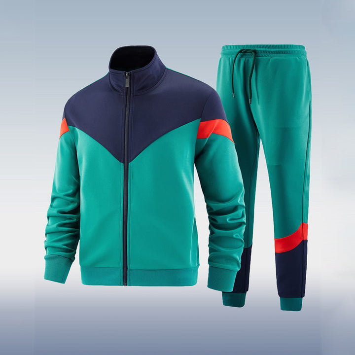 Heren trainingspak in lichtblauw, ademend en ergonomisch, geschikt voor sport en vrije tijd, met zakken en ritsen.