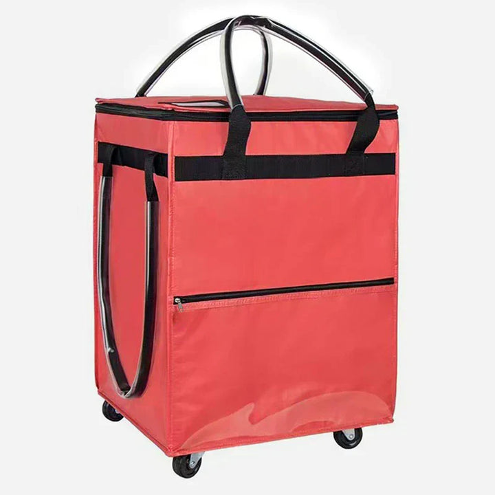 Detail opvouwmechanisme Rollex tas met wielen. Eenvoudig inklapbaar voor compacte opslag en draagbaarheid.