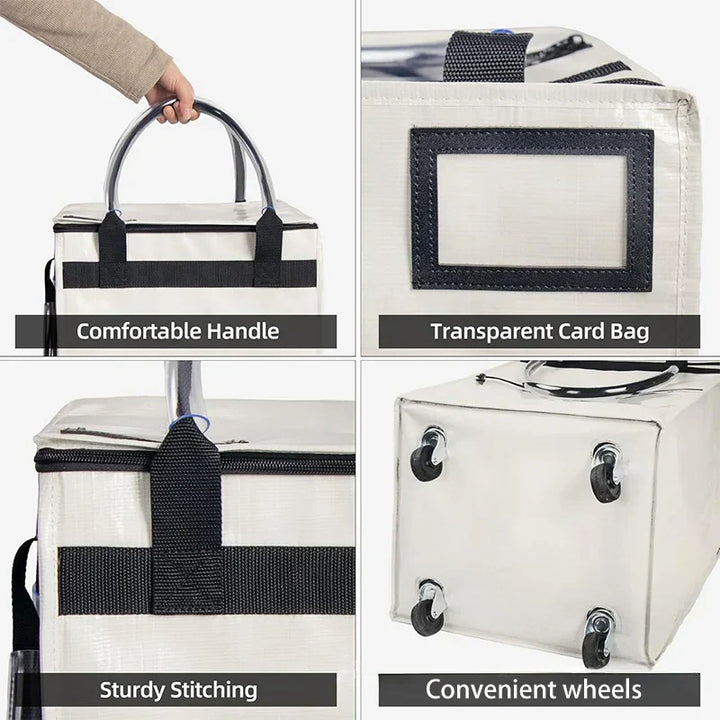 Duurzame wielen van de Rollex boodschappentrolley voor moeiteloos transport over diverse ondergronden. Ergonomisch.