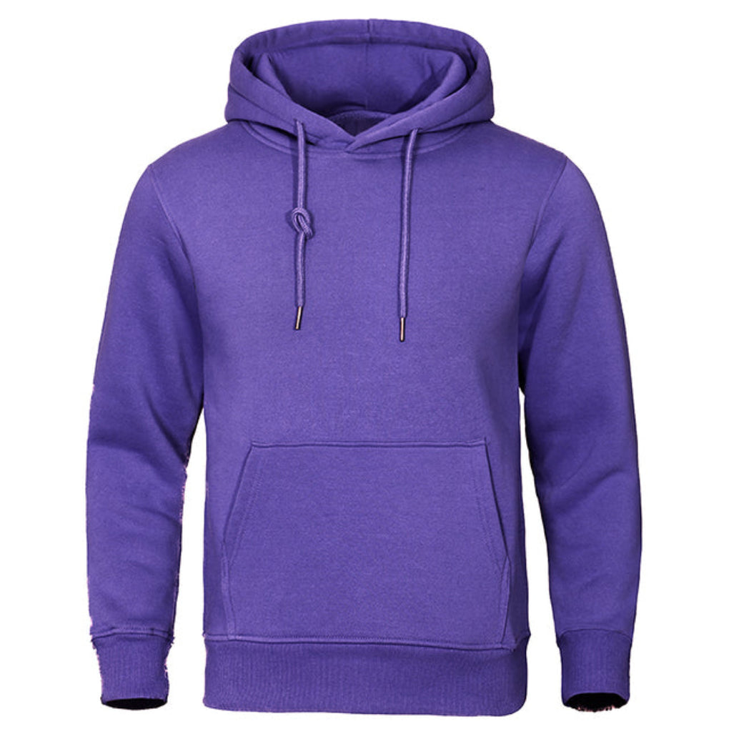 Donkerblauwe heren casual hoodie, ideaal voor een relaxte dag thuis of een actieve levensstijl.