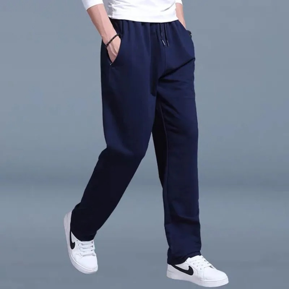 Relaxte heren vrijetijdsbroek: Joggingbroek met wijde pijpen en trekkoord voor maximaal comfort en stijl.