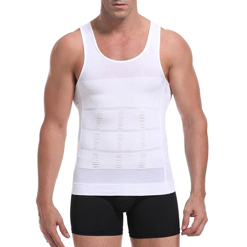 Slankmakend heren compressie onderhemd, ideaal voor een strakker figuur onder elke outfit. Comfortabele shapewear.