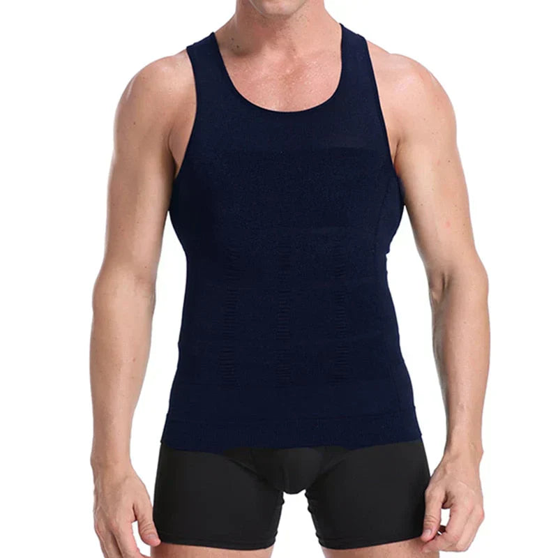 Comfortabel heren compressie onderhemd, naadloos en onzichtbaar onder kleding. Slankmakende ondermode voor heren.