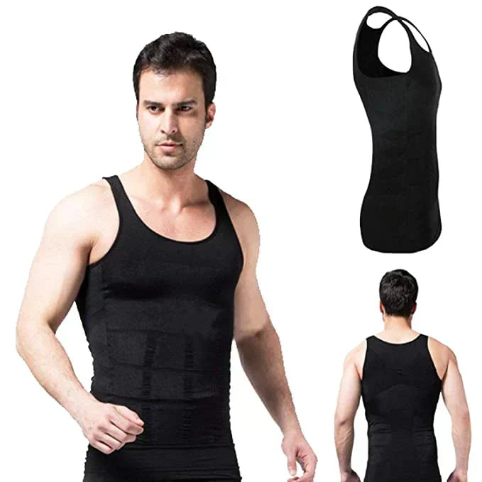 Nauwaansluitend heren compressie onderhemd, voor een stevige en slankmakende pasvorm. Essentiële heren shapewear.
