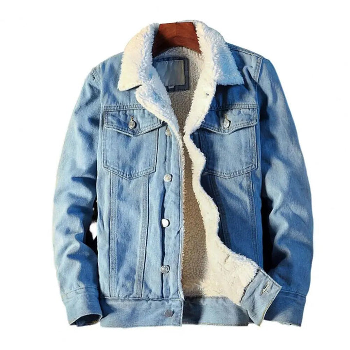 Stijlvolle casual heren denimjas Tobias. Perfect voor herfst & winter, met warme fleece voering.