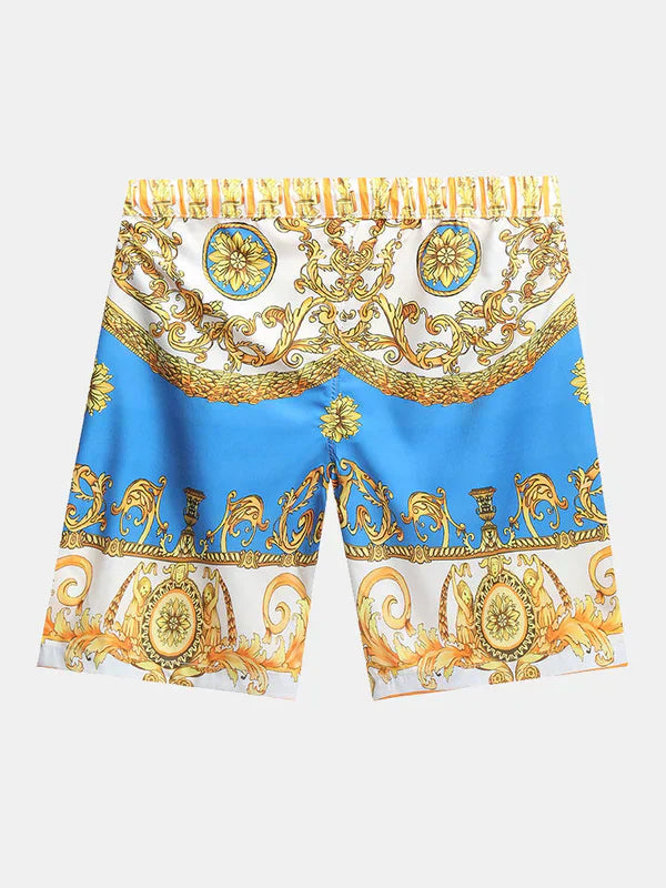 Luxe heren kleding set, perfect voor de zomer, met opvallend barokpatroon en comfortabele pasvorm.