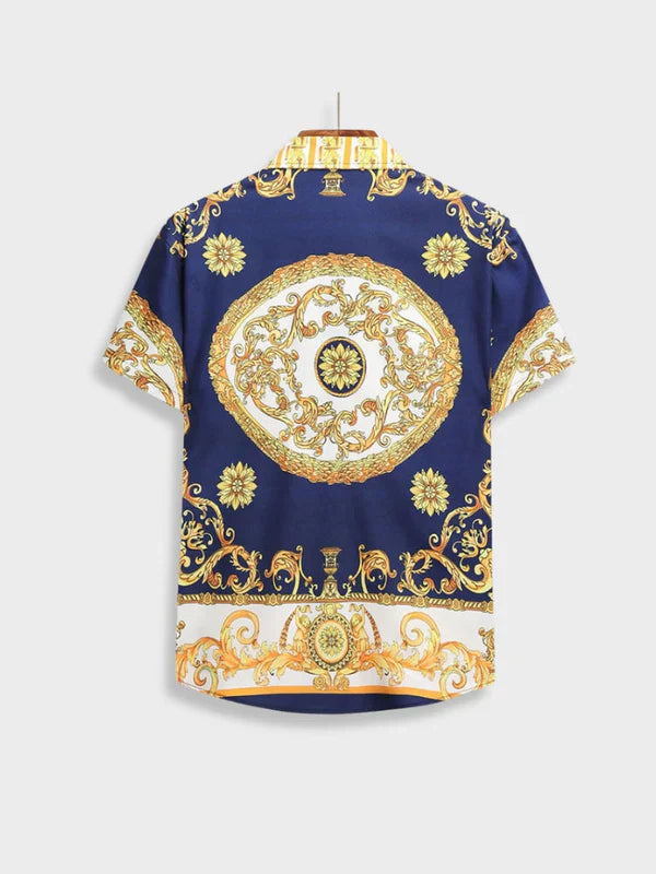 Elegant heren overhemd met barokstijl, deel van de zomer set voor een luxe en modieuze uitstraling.