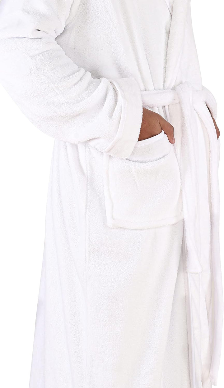 Fleece badjas voor heren, met capuchon, ideaal na douche of bad.