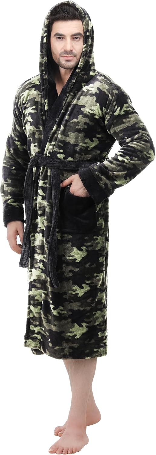 Zachte heren badjas, model Harry, fleece met capuchon voor warmte.