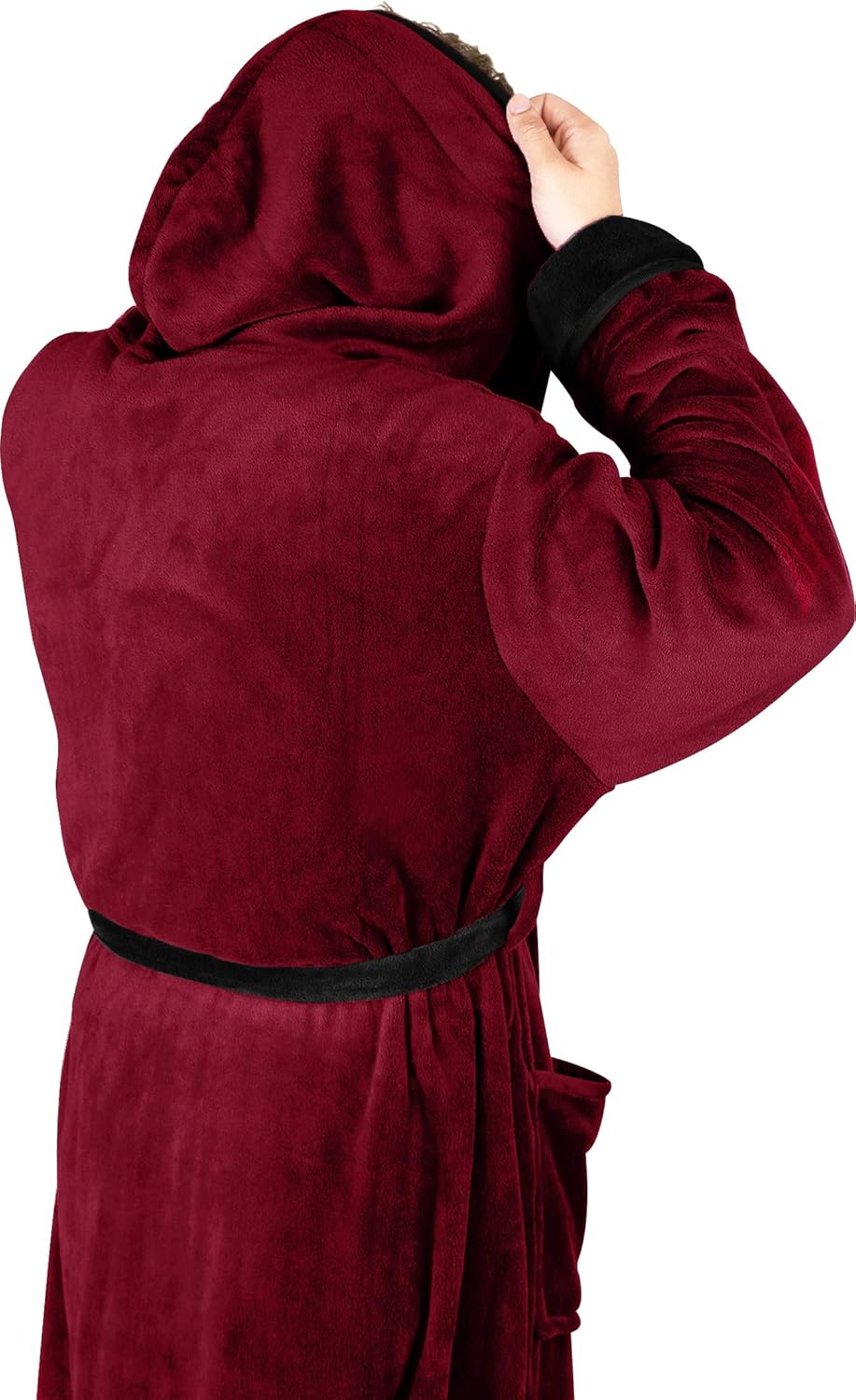 Comfortabele heren fleece badjas met capuchon, ideaal als warme ochtendjas.