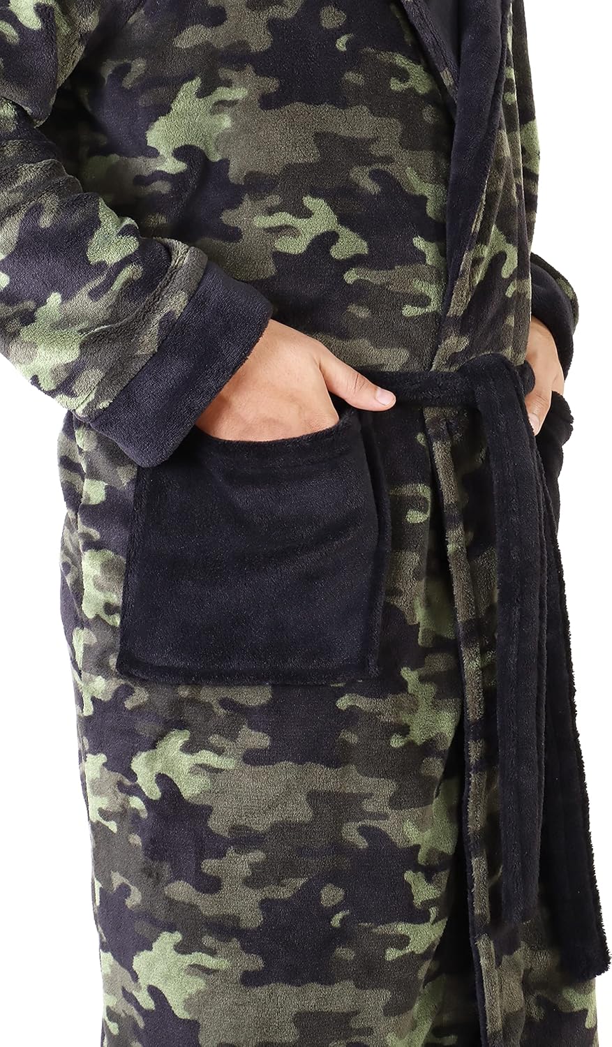 Heren badjas, fleece met capuchon, ideaal voor loungen en ontspannen.