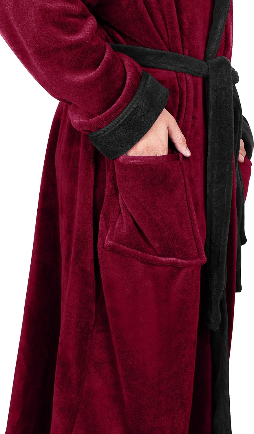 Warme heren loungewear: fleece badjas met capuchon voor thuisgebruik.