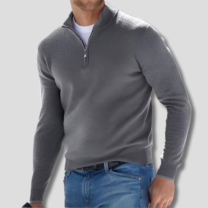 Modieuze heren gebreide trui van katoen met praktische ritskraag. Ideaal voor dagelijkse casual kleding.