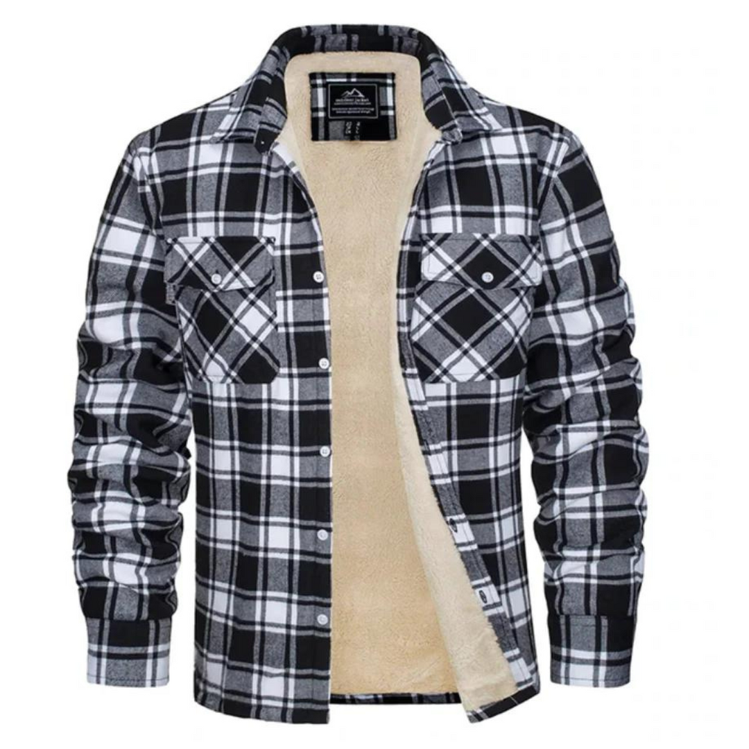 Casual heren winterjas, geruit, met pluche voering voor outdoor activiteiten en dagelijks comfort.