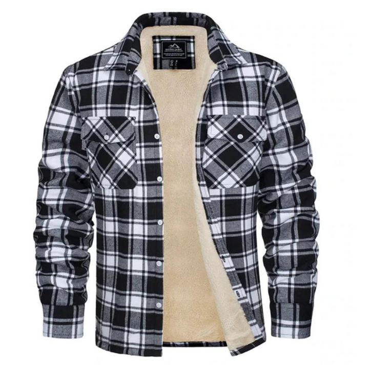 Casual heren winterjas, geruit, met pluche voering voor outdoor activiteiten en dagelijks comfort.
