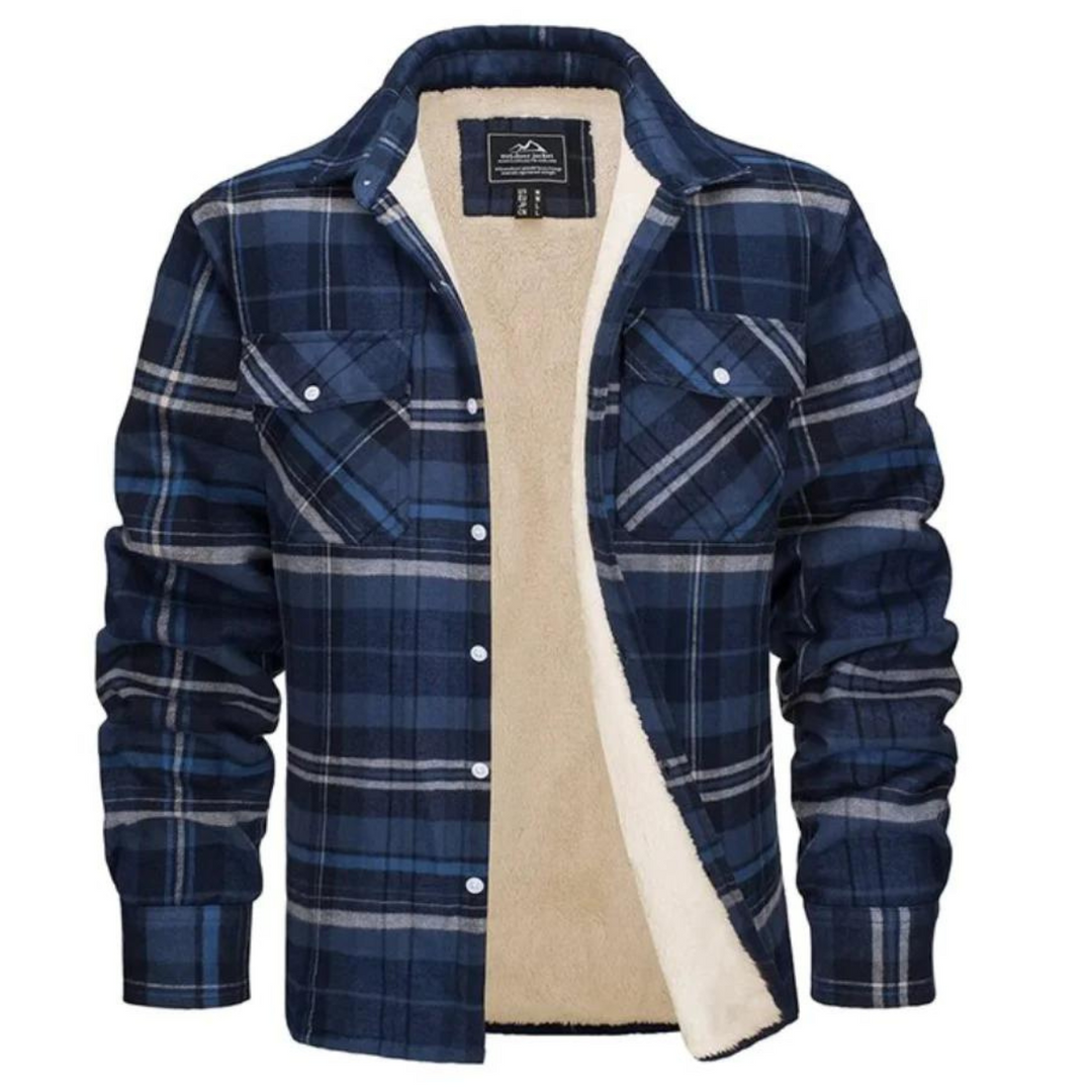 Warme heren geruite winterjas met pluche voering; de ultieme bescherming tegen winterse kou.