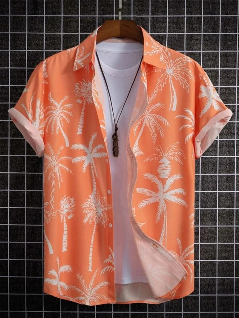 Mannenmode: zomers overhemd met opvallende bloemenprint en korte mouwen, trendy en comfortabel.
