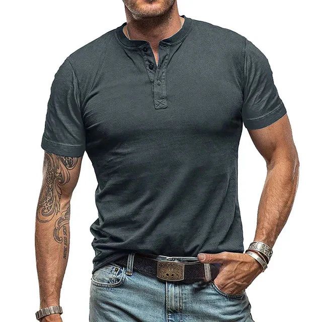 Stijlvol heren Henley T-shirt, comfortabel en ademend, geschikt voor dagelijks gebruik.