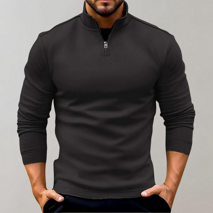 Casual heren shirt met rits en klassieke reverskraag, een comfortabele top voor elke dag.