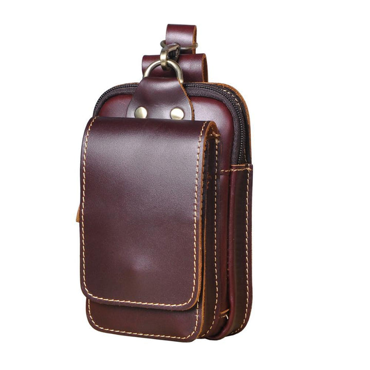 Elegante bruine leren heren heuptas, perfect voor dagelijks gebruik en het veilig opbergen van accessoires.