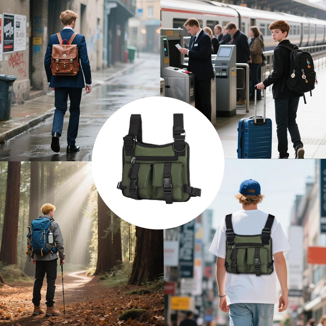 Grijs lichtgewicht sportvest van Oxfordstof, multifunctioneel voor heren outdoor.