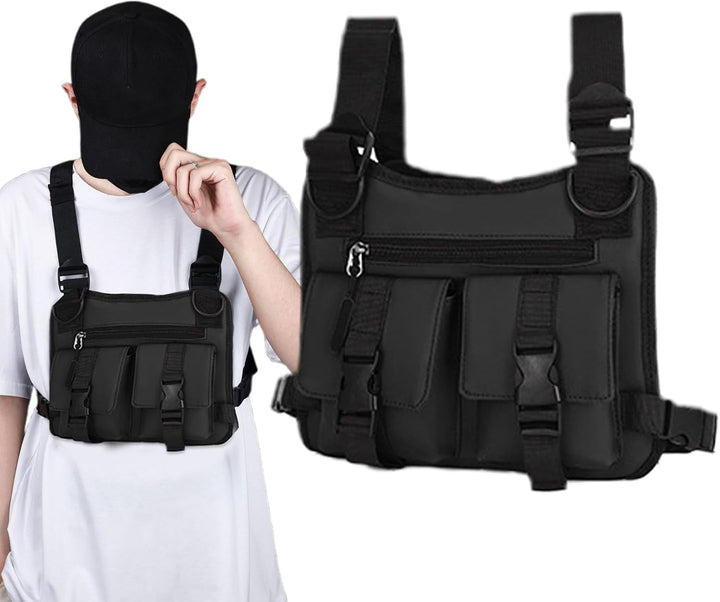 Groen verstelbaar sportvest heren, Oxfordstof, duurzaam voor outdoor hardlopen.