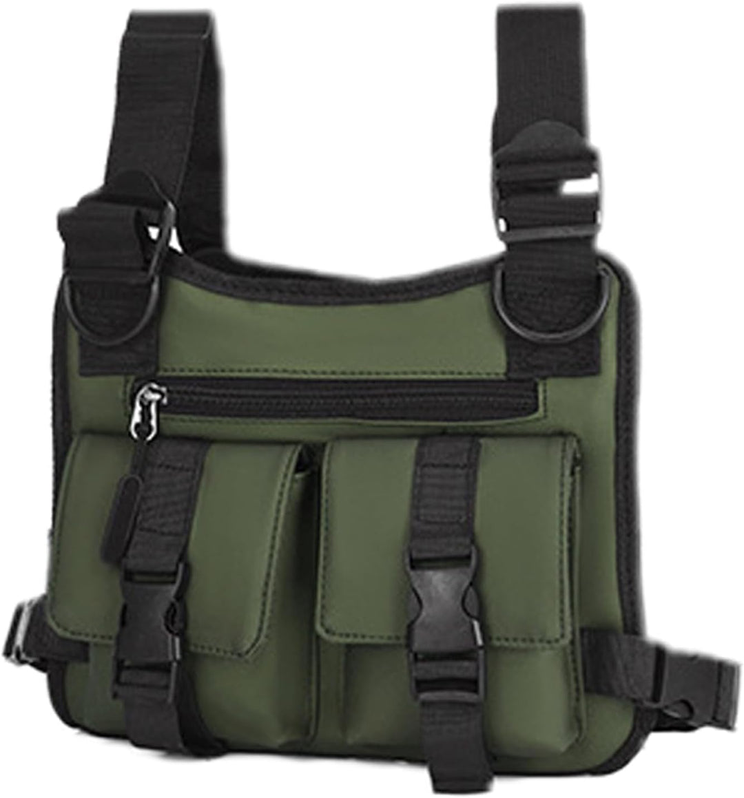 Groen verstelbaar heren sportvest, perfect voor urban hardlopen en outdoor avonturen.