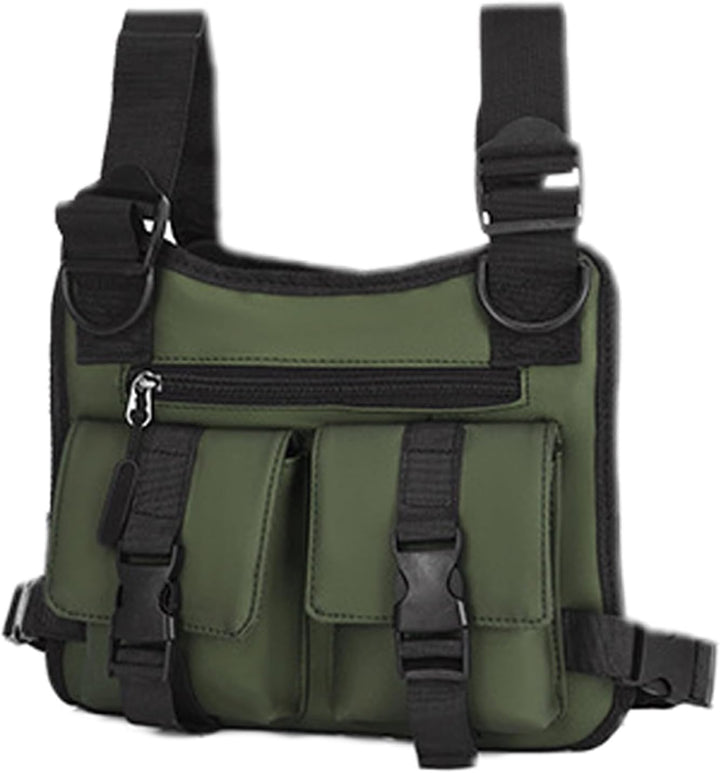 Groen verstelbaar heren sportvest, perfect voor urban hardlopen en outdoor avonturen.