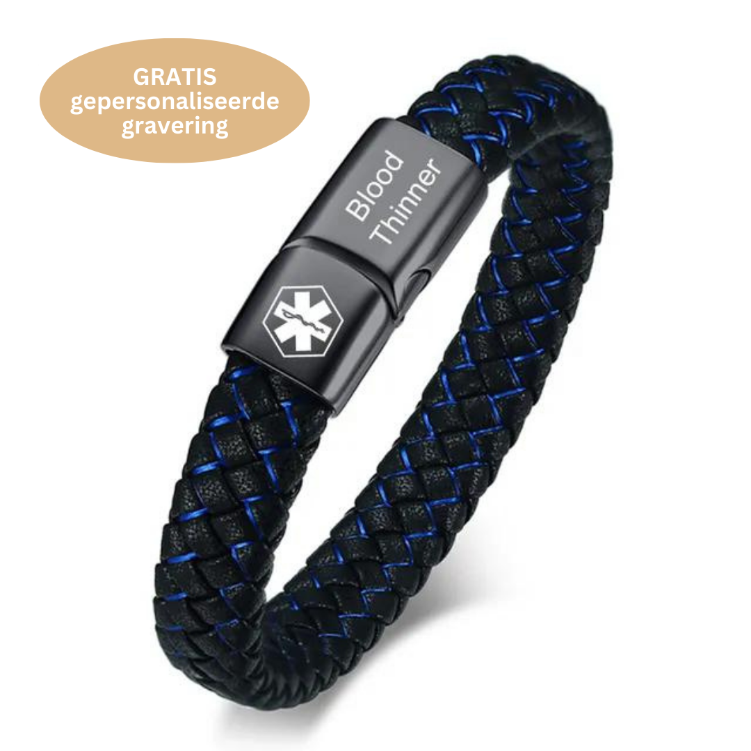 Heren medische alert armband RVS met gravure. Essentieel voor persoonlijke veiligheid in noodsituaties.