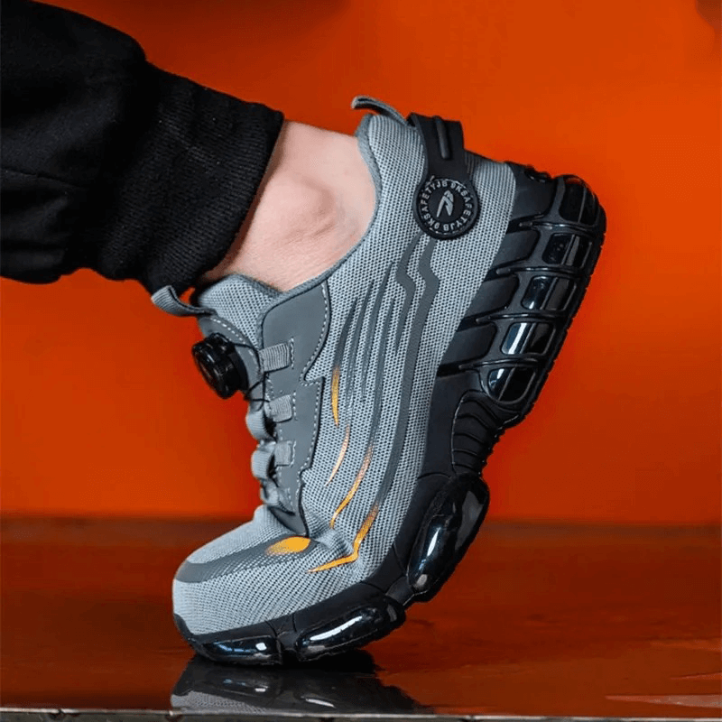 Orion heren professionele veiligheidsschoenen, bieden comfort en bescherming voor de hele werkdag. Grijs/zwart.