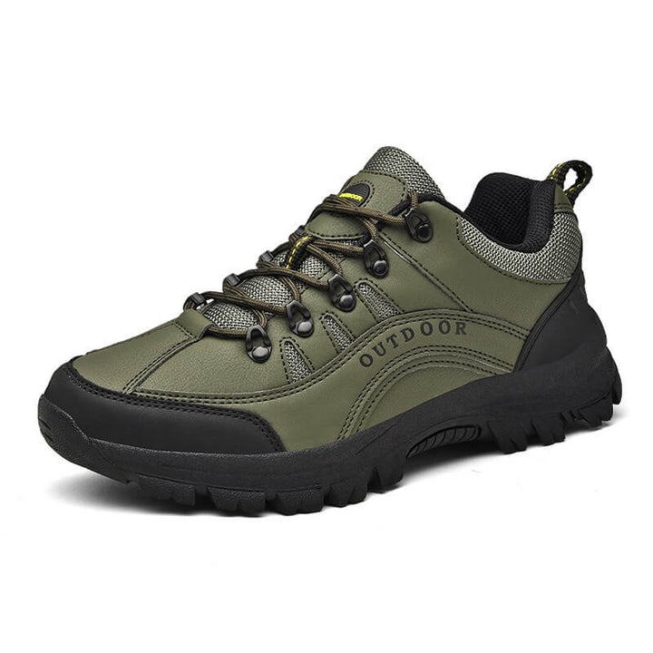 Heren orthopedische wandelschoenen, grijs/zwart, brede pasvorm voor pijnvrij outdoor wandelcomfort.