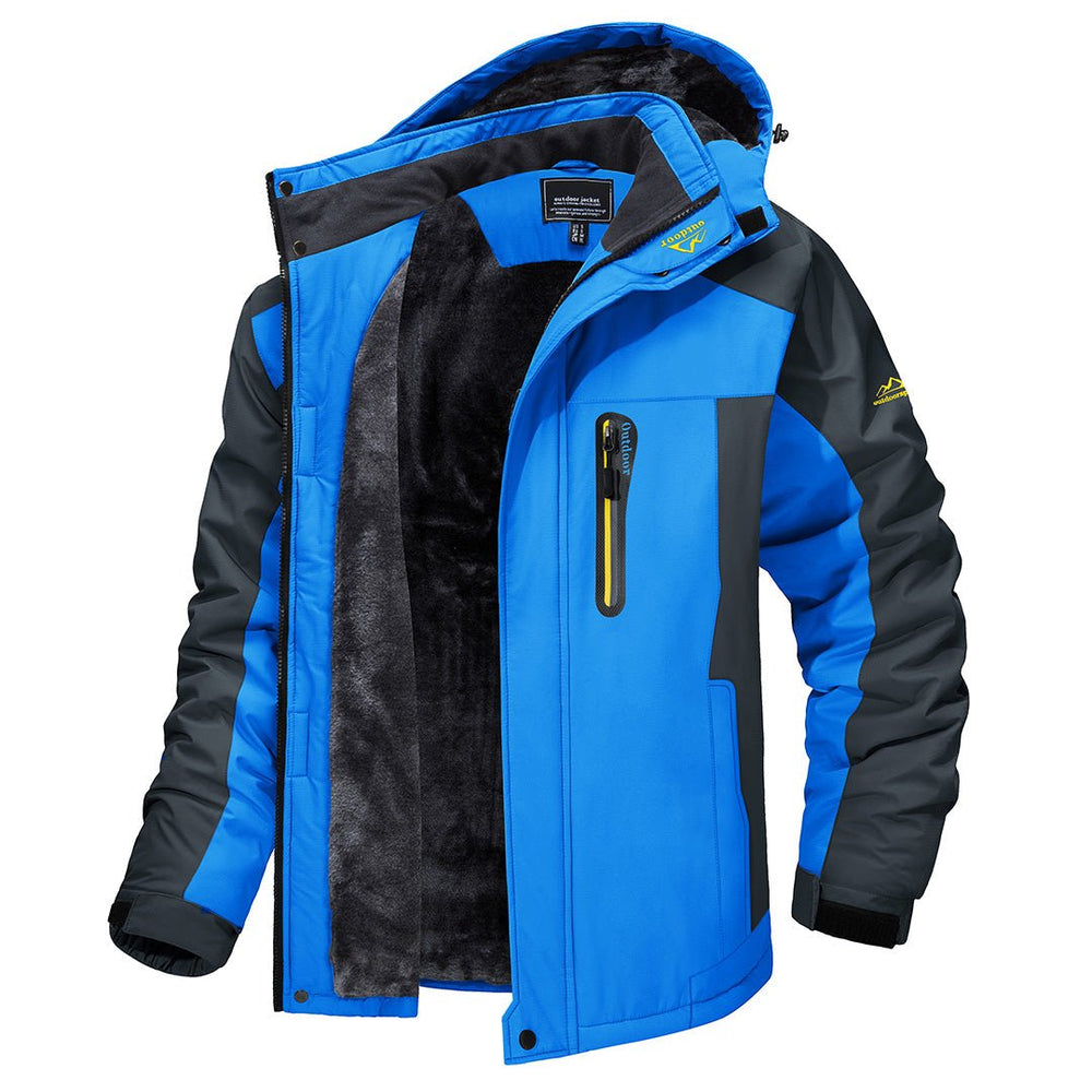 Functionele heren outdoor jas met verstelbare capuchon, perfect als regenjas of winddichte tussenjas.