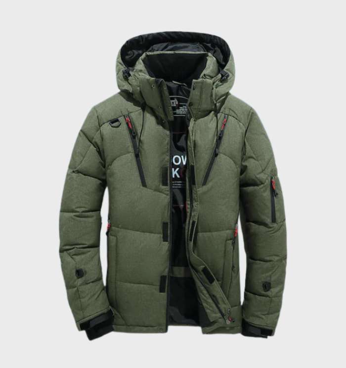 Modieuze heren parka, dik gevoerd met fleece, waterdicht en winddicht. Essentieel voor buitenkleding in de winter.