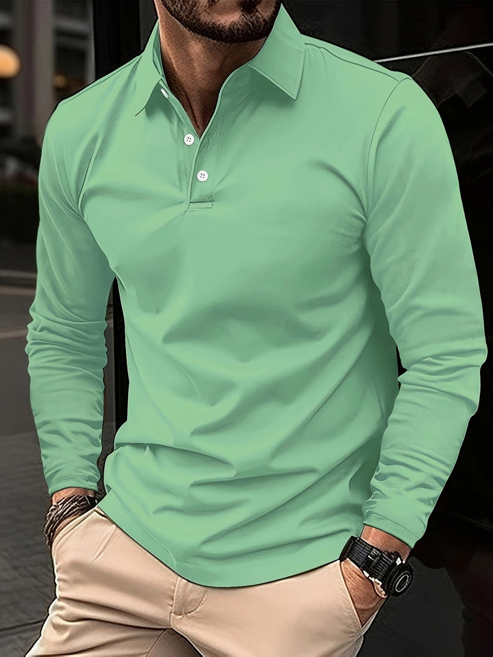 Heren polo met lange mouwen, tijdloos en comfortabel voor de moderne man.