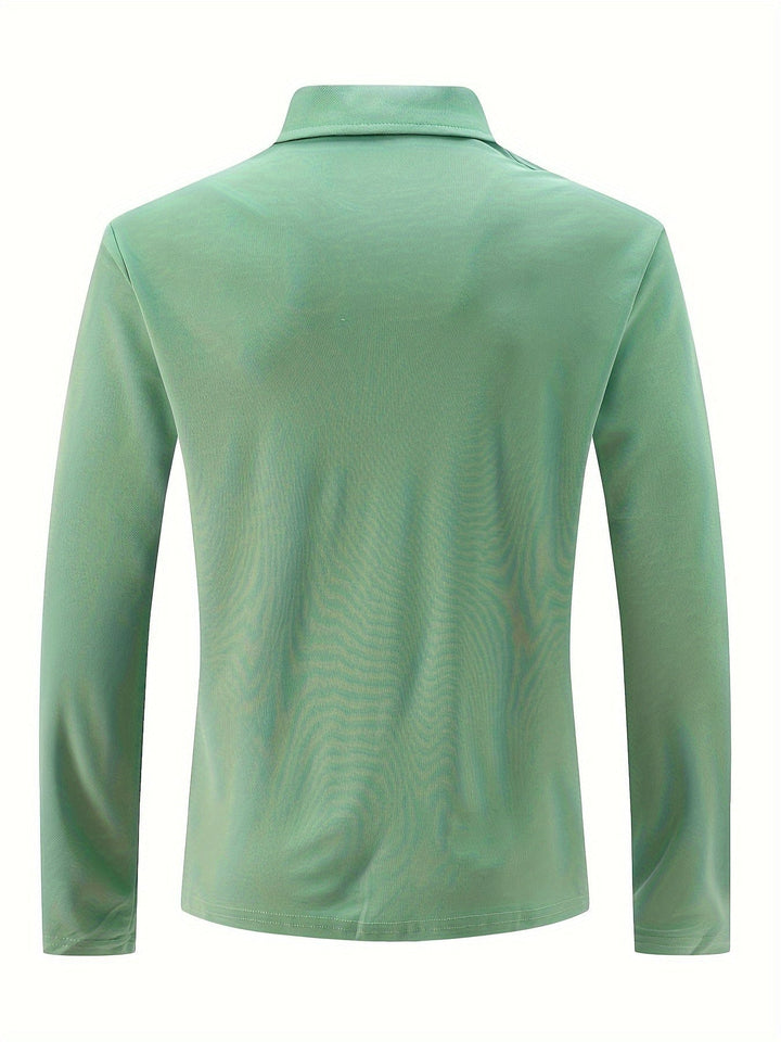 Slim fit heren polo met lange mouwen, benadrukt een moderne en stijlvolle pasvorm.