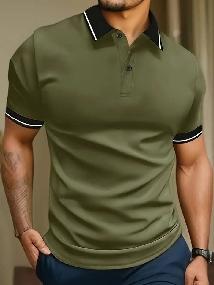 Comfortabel heren poloshirt met korte mouw, contrasterende bies en perfecte pasvorm.