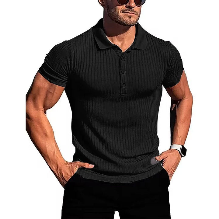 Casual slim fit heren polo met strepen en knopsluiting, comfortabele zomerkleding voor mannen.