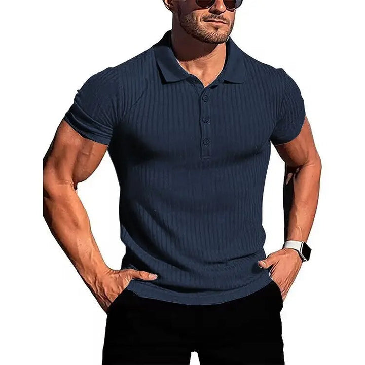 Zomerklaar heren poloshirt met korte mouw, ademend, comfortabel en slim fit. Met stijlvolle knopsluiting.