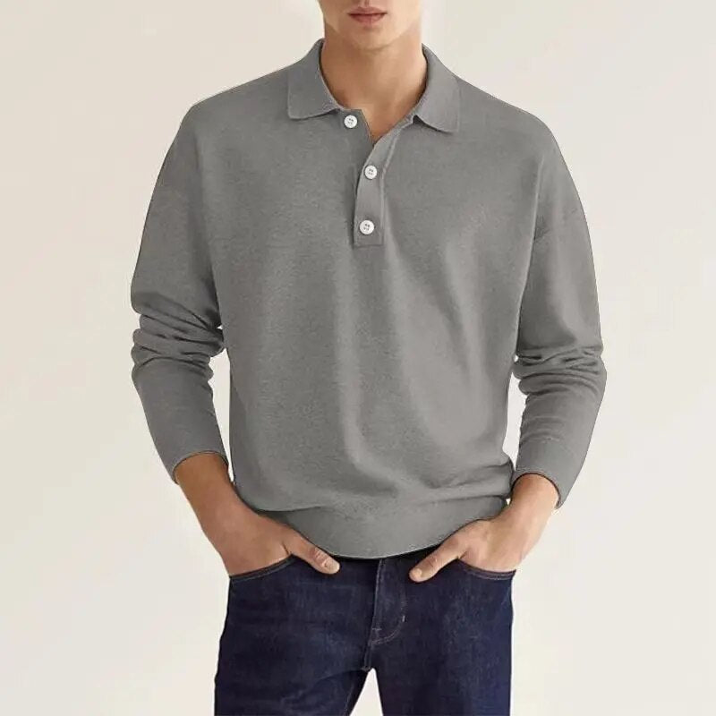 Heren poloshirt met lange mouwen, ideaal voor elegante casual of zakelijke look. Comfortabel en modieus.