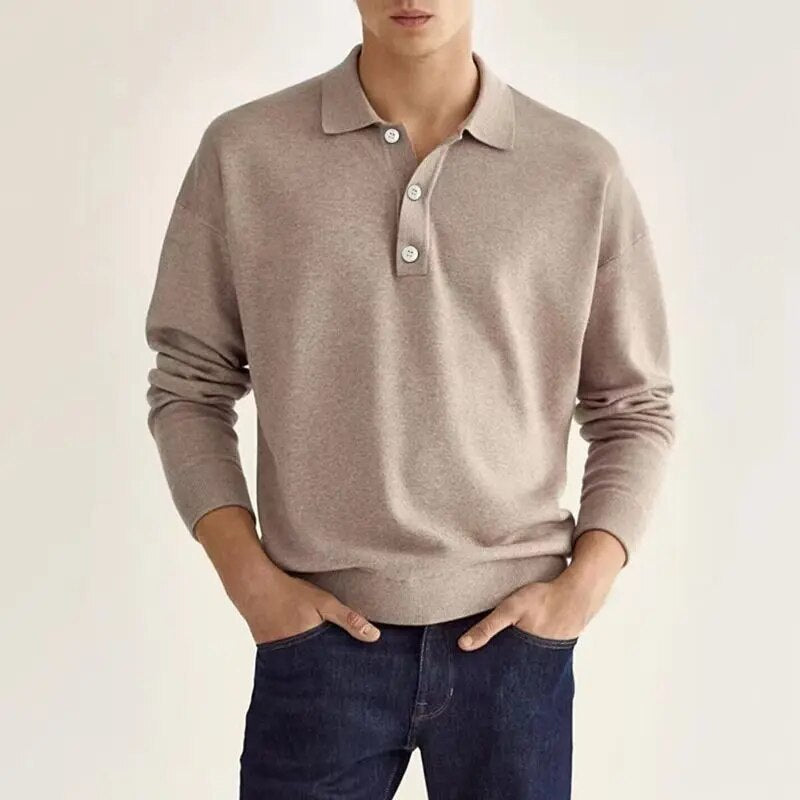 Comfortabel heren poloshirt lange mouwen, perfect voor vrijetijd. Zachte stof, tijdloos design voor de moderne man.