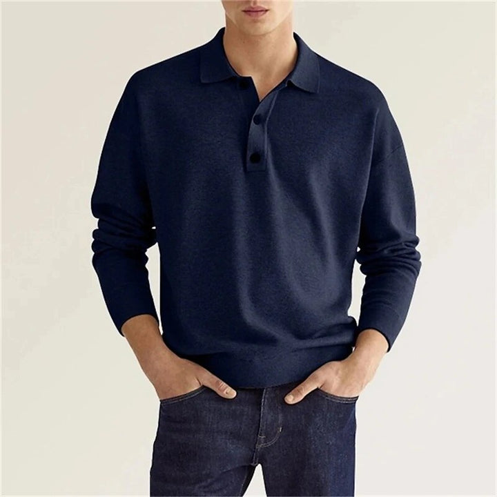 Heren polo met lange mouwen, essentieel voor een smart-casual look. Comfortabele pasvorm en stijlvolle uitstraling.